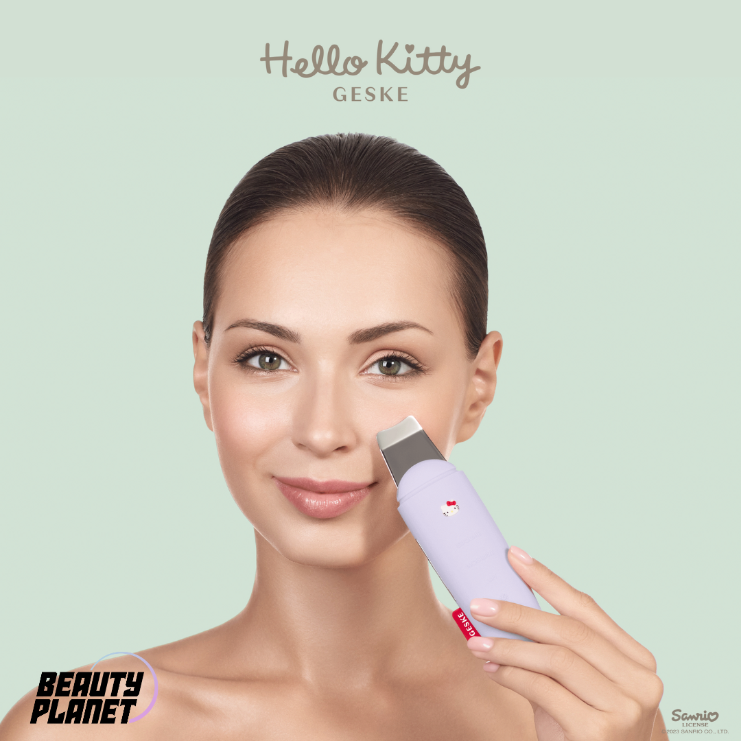 Hello Kitty Geske SmartAppGuided™ MicroCurrent Skin Scrubber & Blackhead Remover | 9 in 1