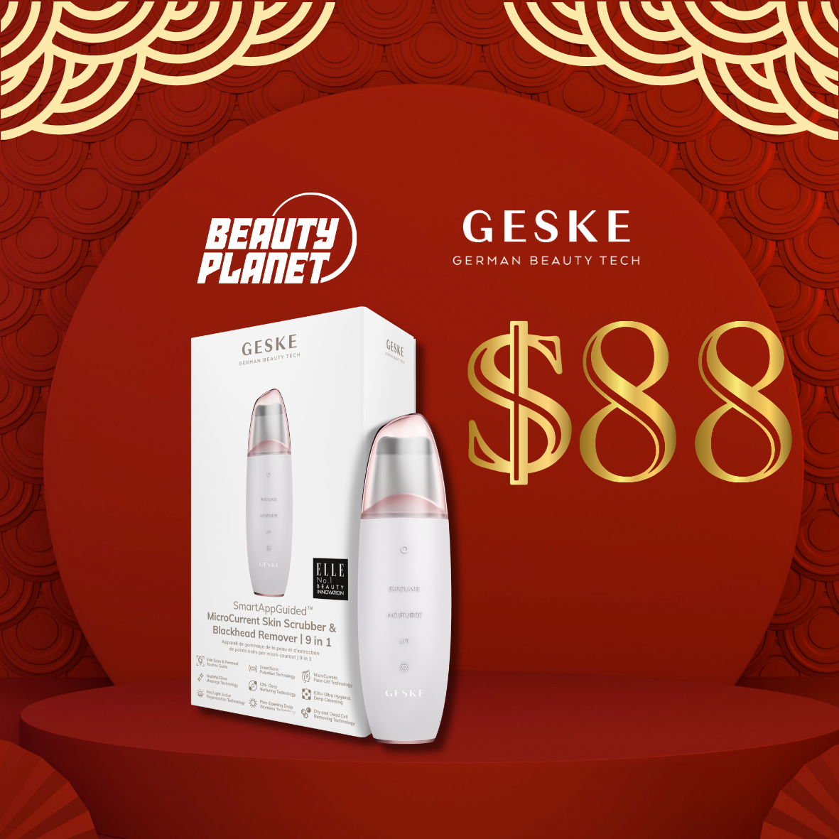 Geske SmartAppGuided™ MicroCurrent Skin Scrubber & Blackhead Remover | 9 in 1