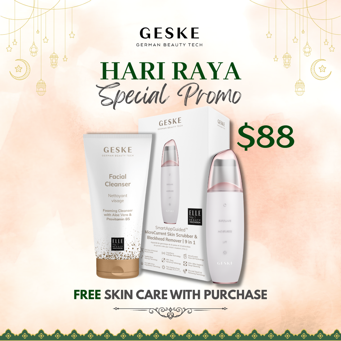 Geske SmartAppGuided™ MicroCurrent Skin Scrubber &amp; Blackhead Remover | 9 in 1