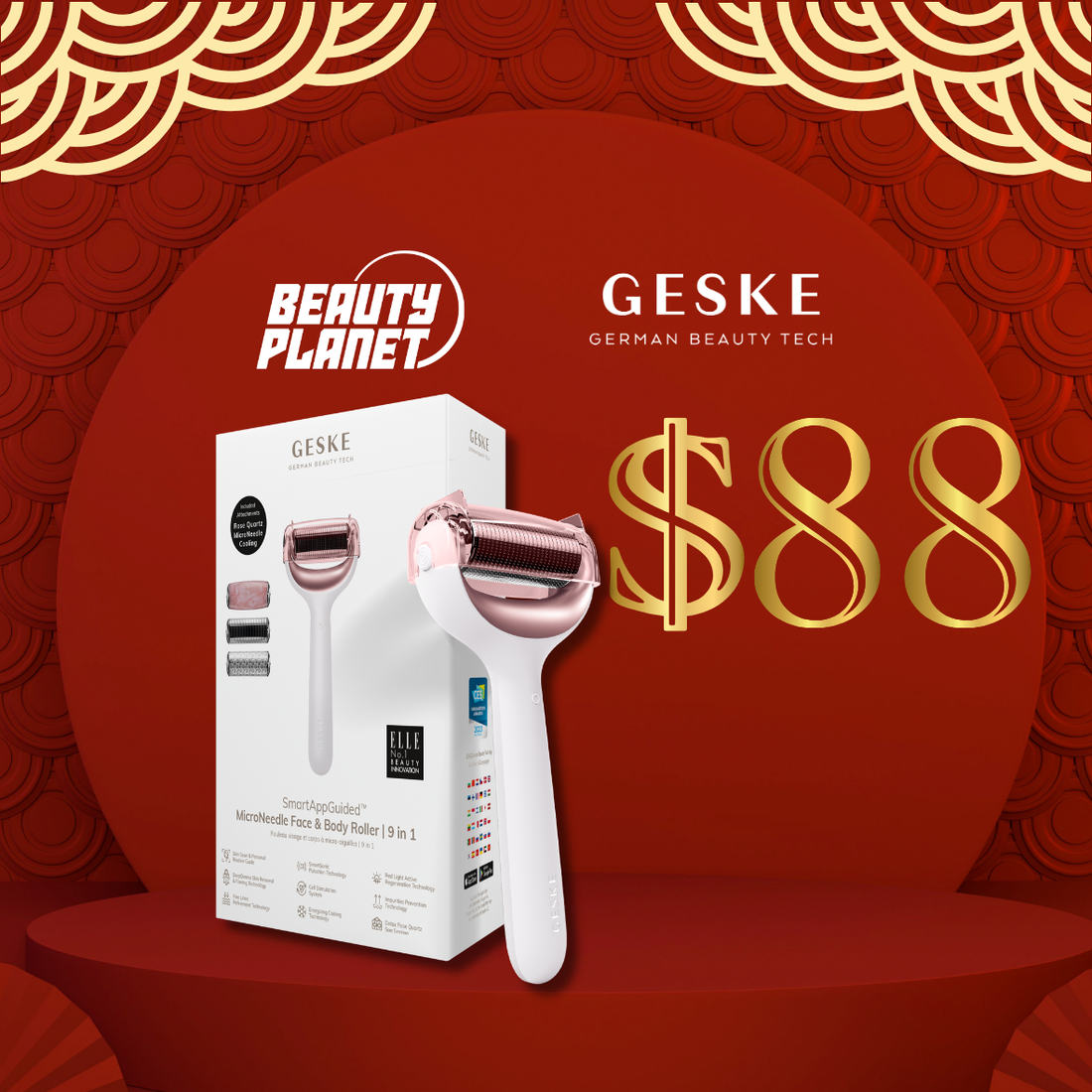 Geske SmartAppGuided™ MicroNeedle Face &amp; Body Roller (9 in 1)